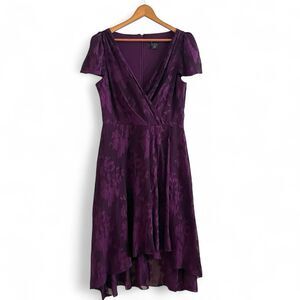 DKNY Floral Chiffon Midi Dress 8 High Low Purple Whimsigoth Fairy Grunge Party